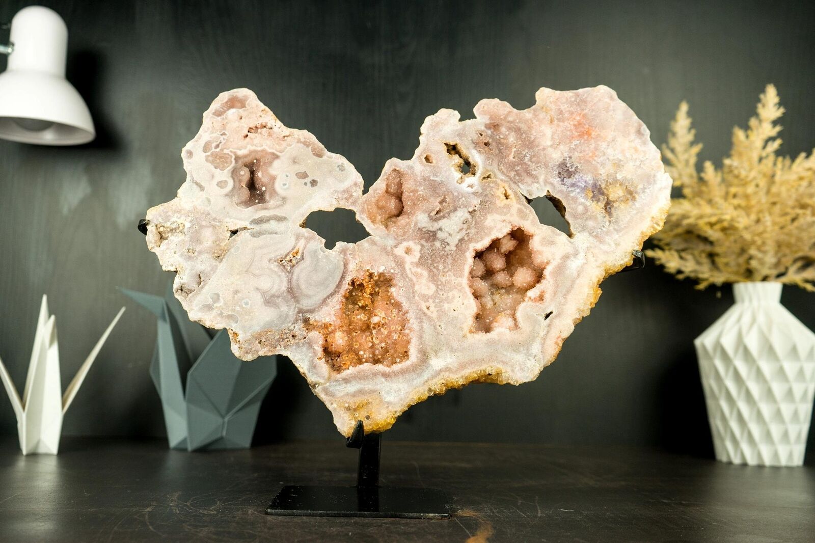 6 Lb Pink Amethyst Geode Slab - Sculptural Pink Amethyst, Pink Amethyst Flowers