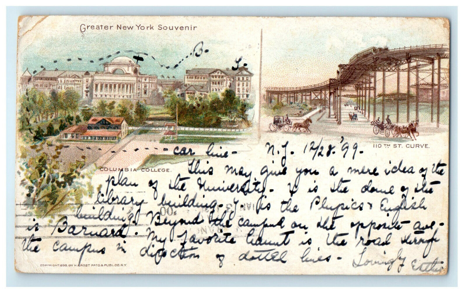 1899 Greater New York Souvenir Multiview Columbian College NY PMC Postcard