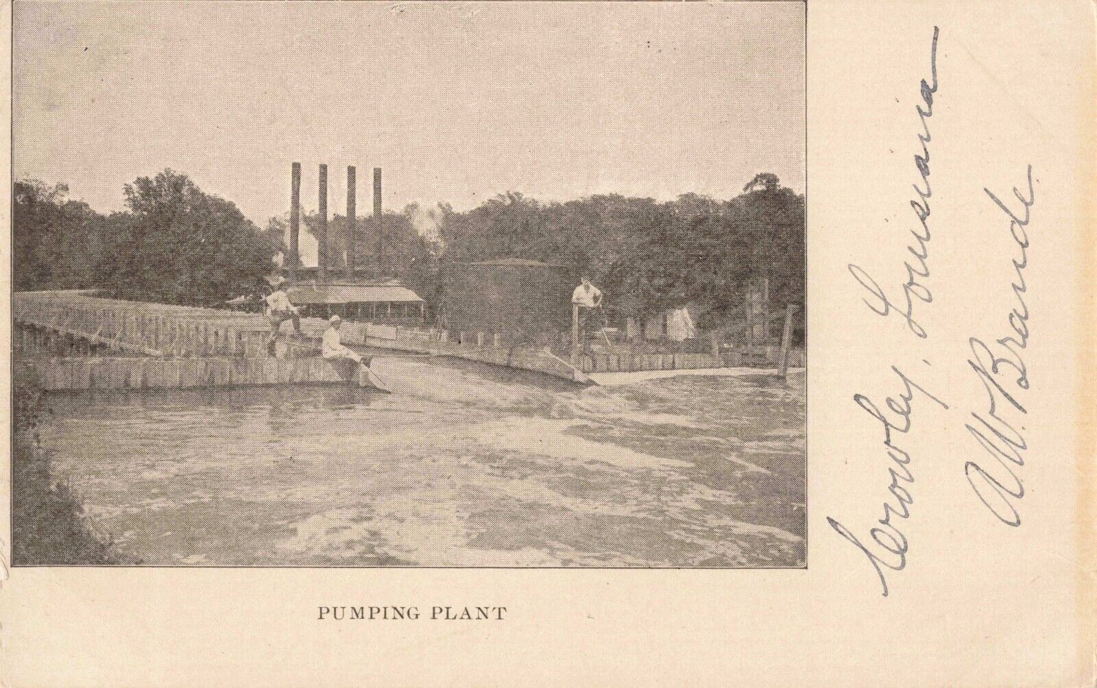 Pumping Plant Crowley Louisiana LA c1905 Postcard