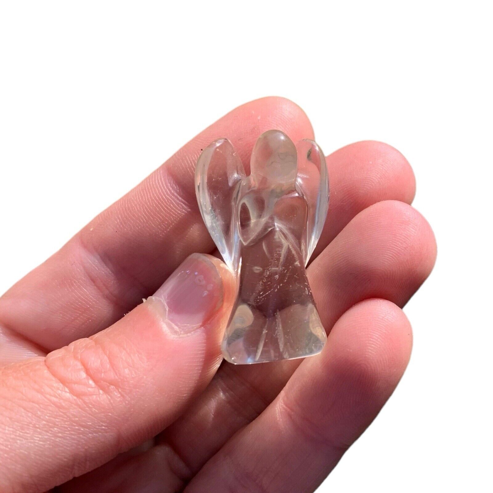 14g Natural Clear Quartz Carved Crystal Angel Reiki Healing 1pc Pocket Crystal