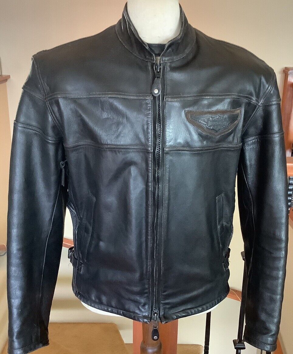 HARLEY DAVIDSON Mens MEDIUM Heavyweight Leather Riding Jacket (No Zip-Out Liner)