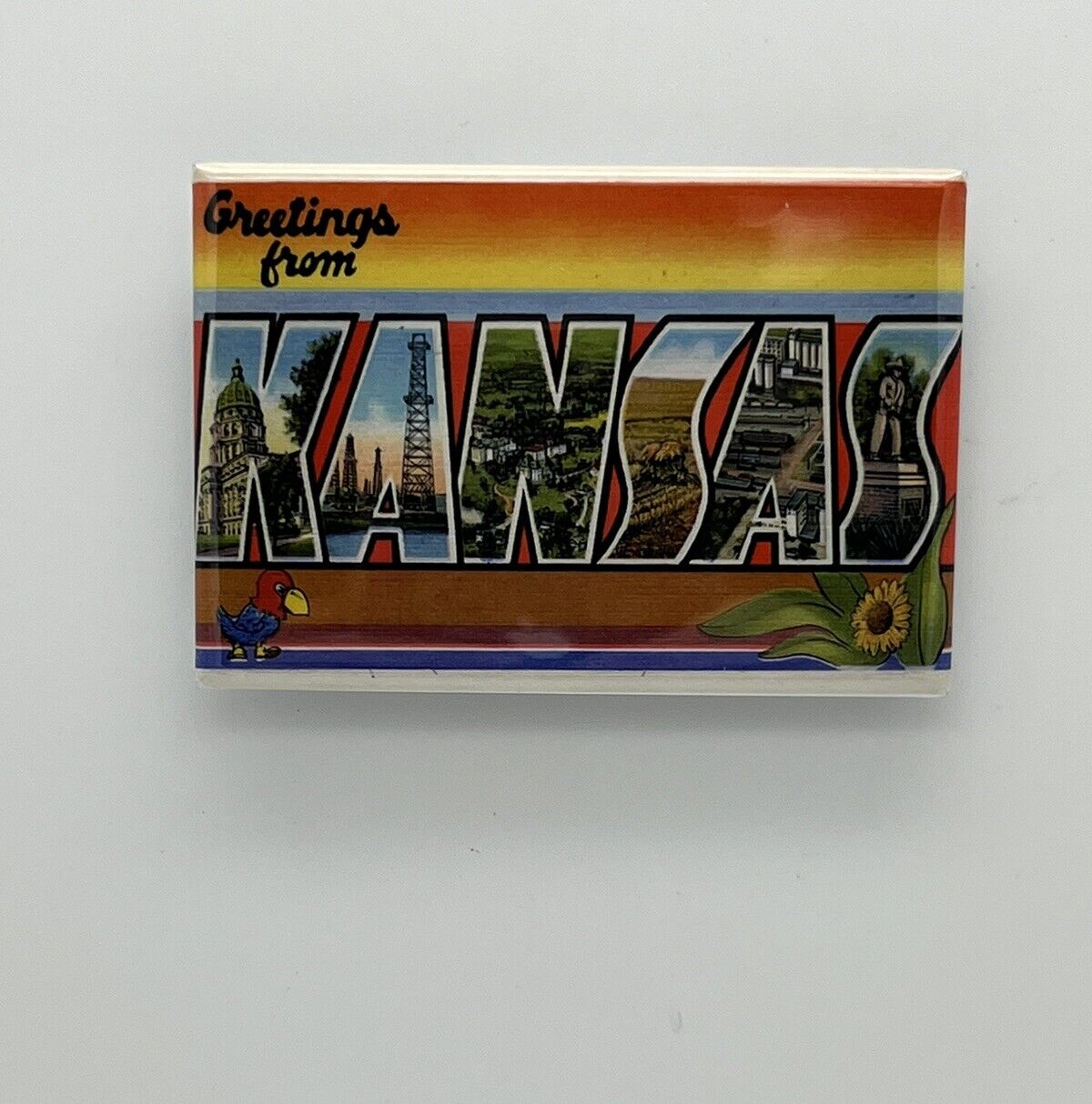 Kansas Vintage Postcard Souvenir Refrigerator Magnet