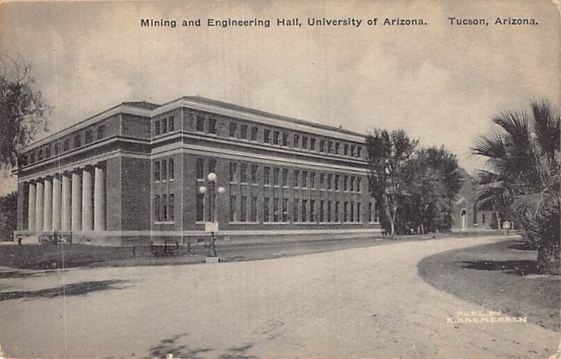 Postcard AZ: Mining & Engineering Hall, University of Arizona, Tucson, Albertype