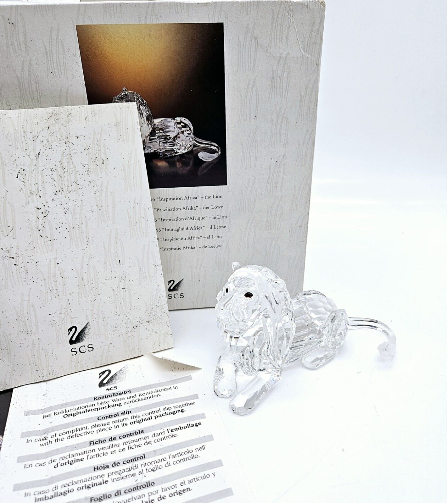Swarovski Lion Crystal Figurine 1995 SCS Inspiration Africa in Box COA