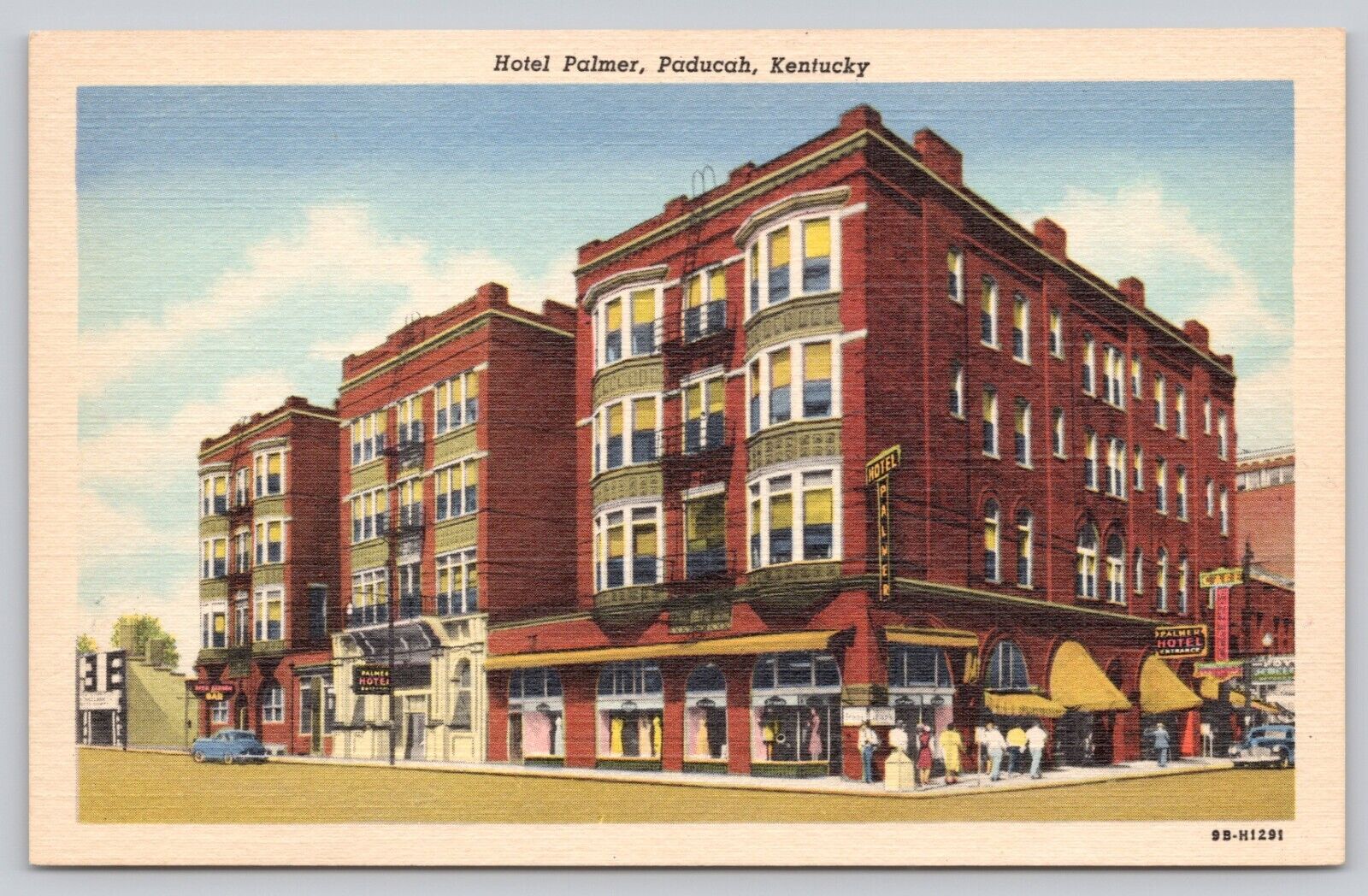 Postcard Paducah Kentucky Hotel Palmer People and Autos