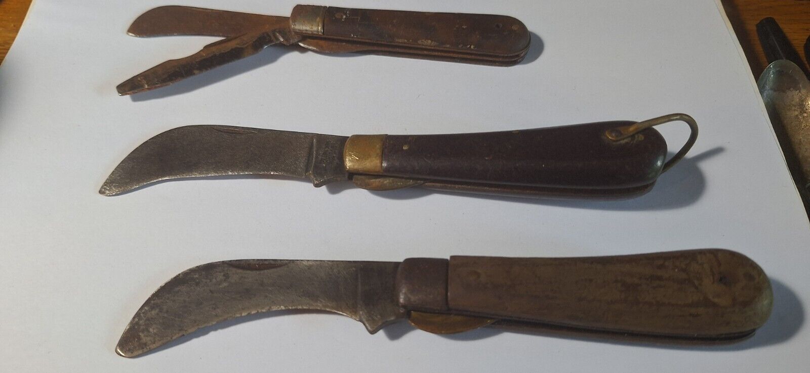 Lot 3 vintage pruning knives - M Klein & Sons, Colonial - For parts, repair