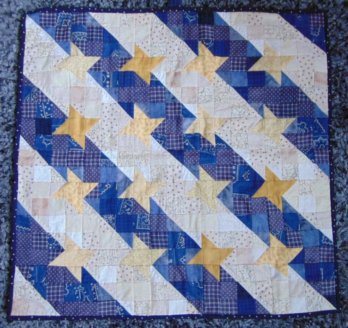 Postage Stamp Pinwheel Quilt Table Centerpiece or Wall Hand Quilted 23\