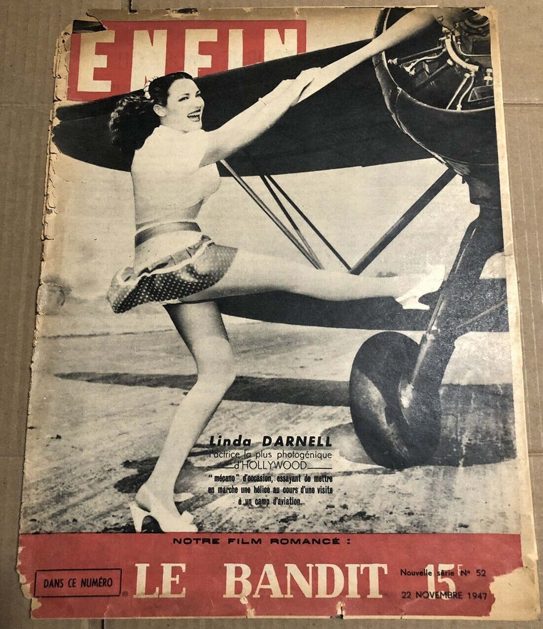 1947  Hitler, Edith Piaf. Cover: Linda Darnell - Vintage ENFIN French Magazine