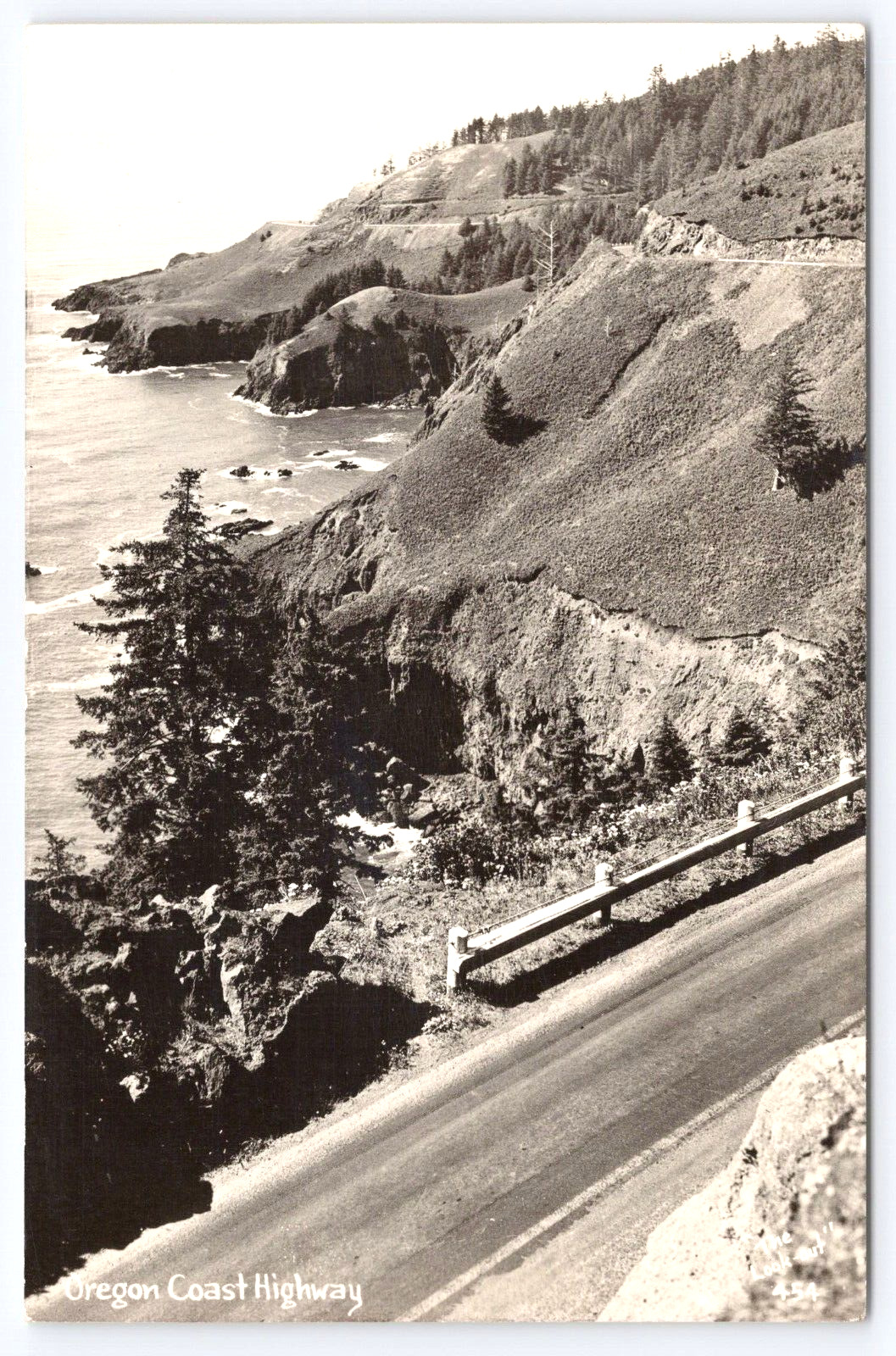 Postcard Oregon Coast Highway Trees Mountain  RPPC Vintage UNP  (a2)