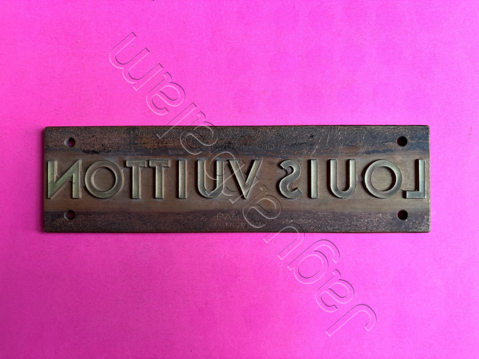 Italian Bronze Plate press Leather Embossing LOUIS VUITTON Bag 5 1940 RARE