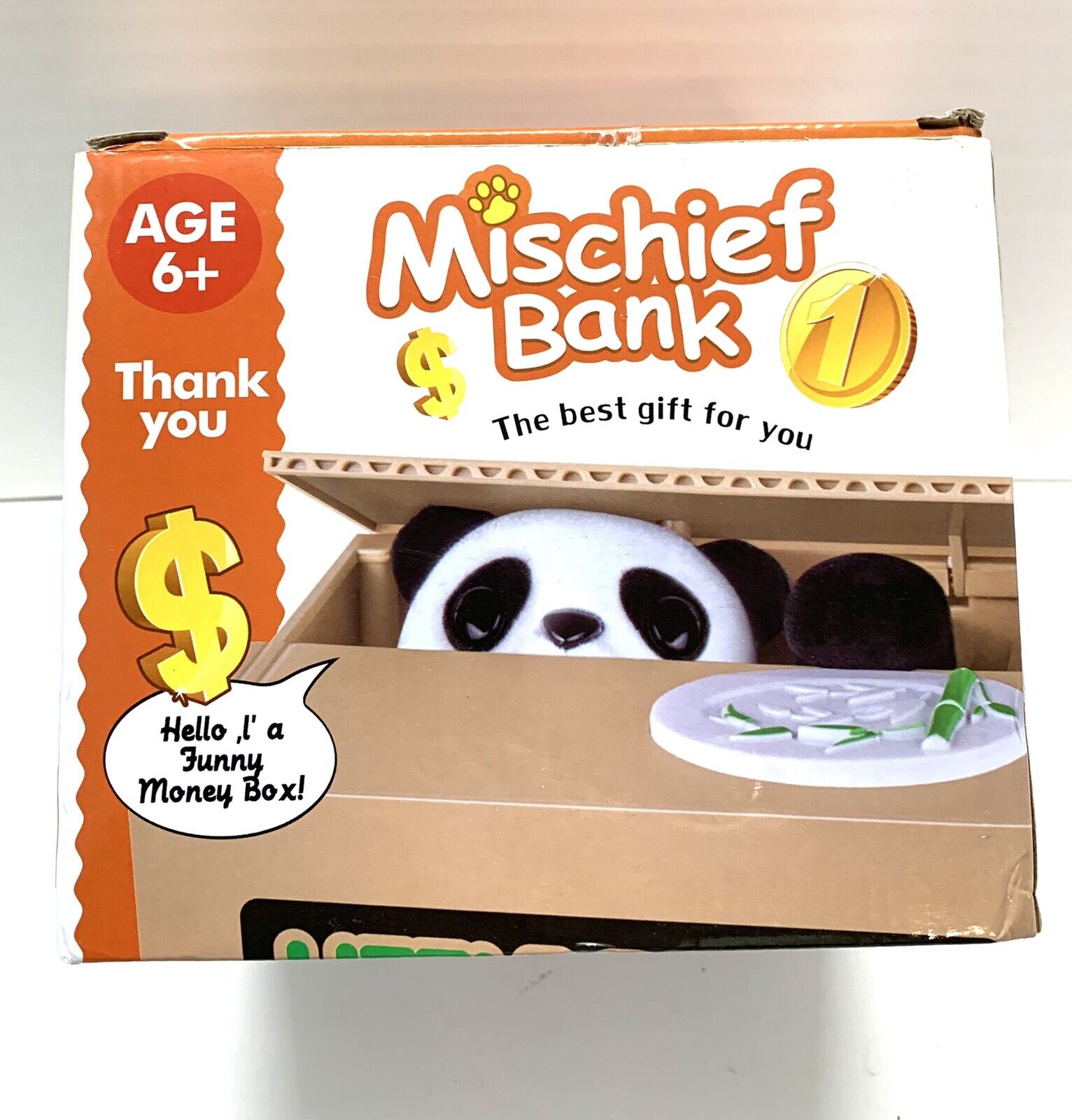 Mischief Saving Box Coin Stealing Panda Automated Money/Piggy Bank NEW IN BOX