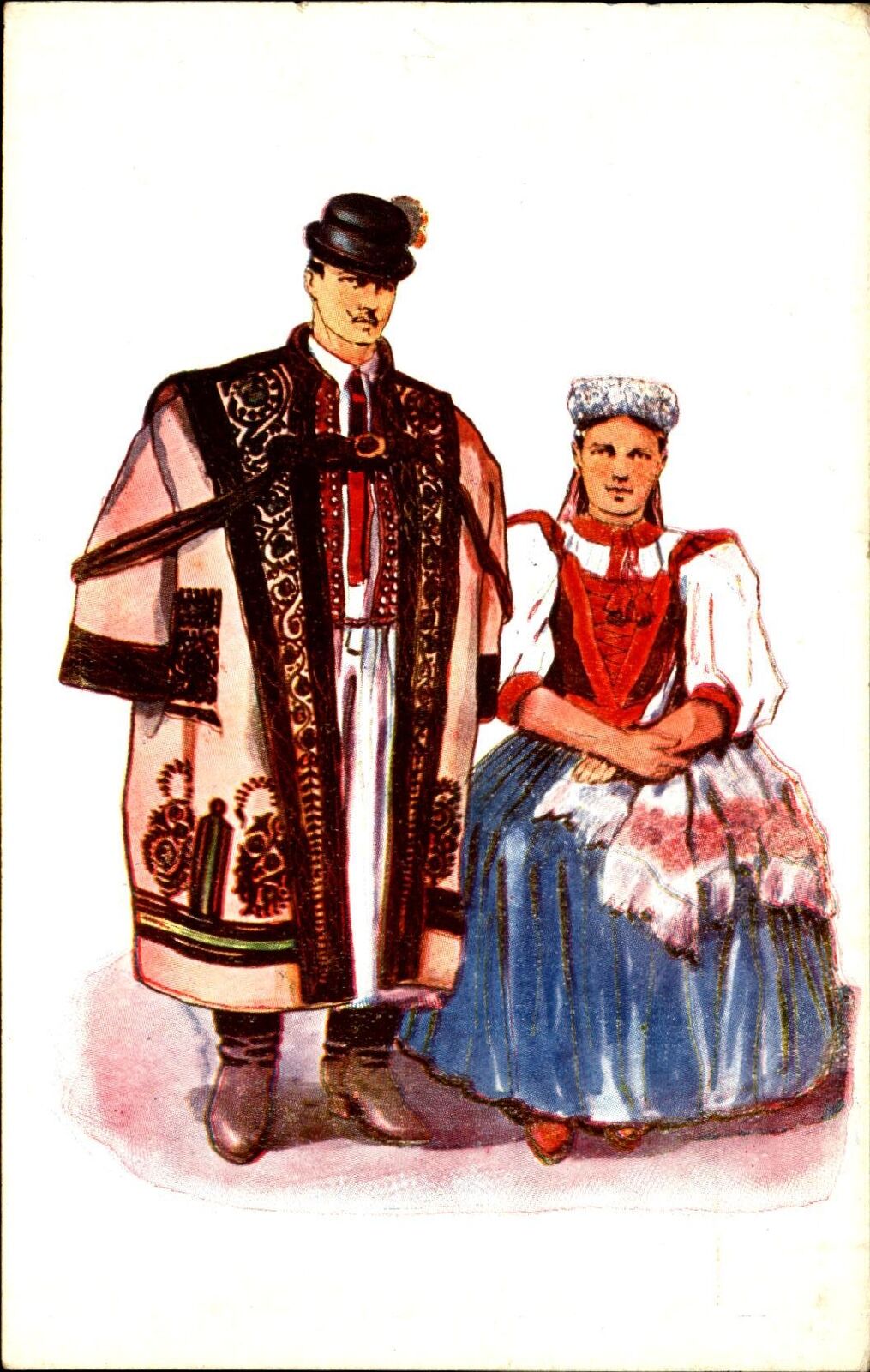 Romania ~ marriage couple ~ ethnic costume ~ vintage postcard