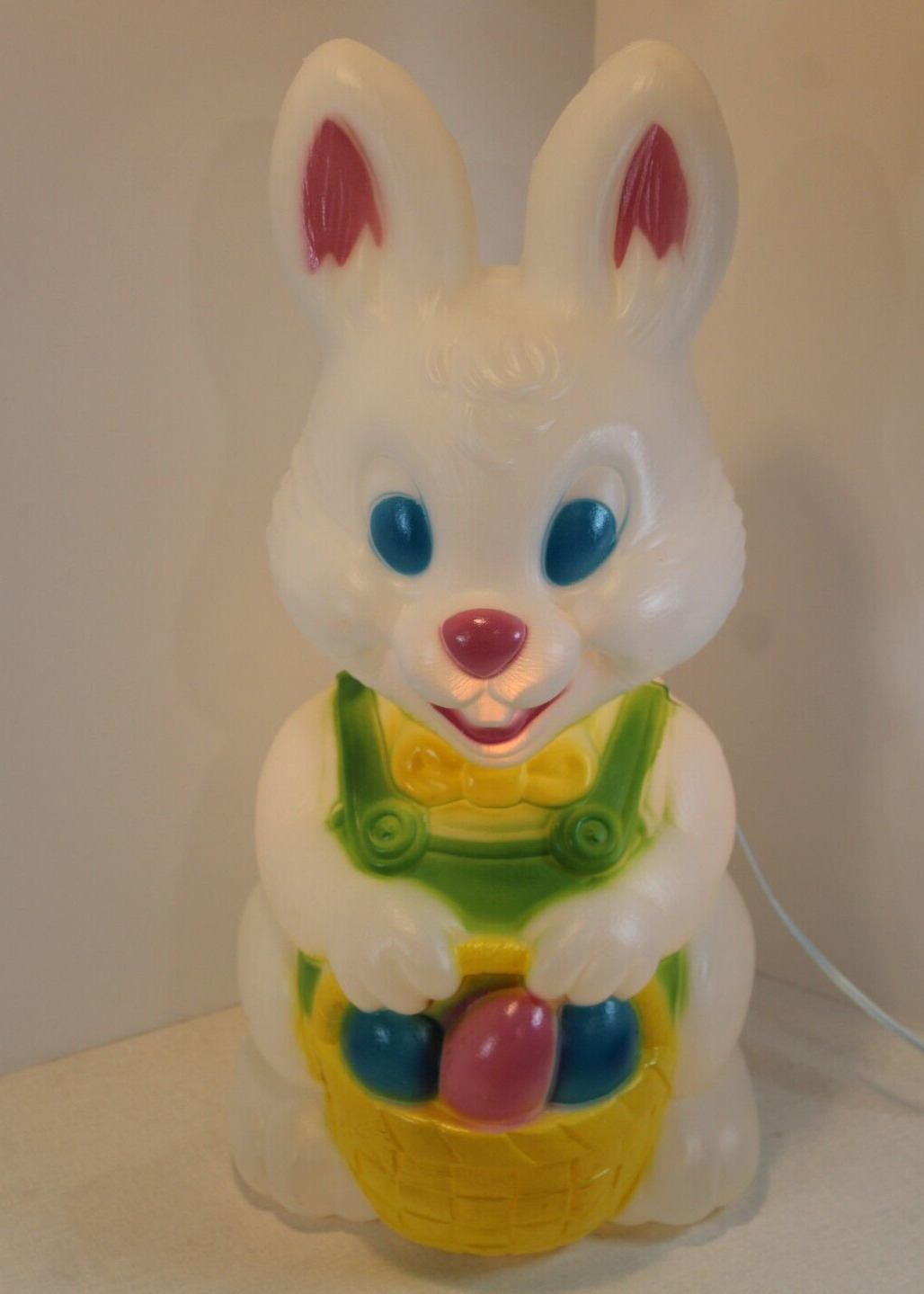 Vintage Easter Bunny Lighted Blow Mold General Foam Plastics Decor Working