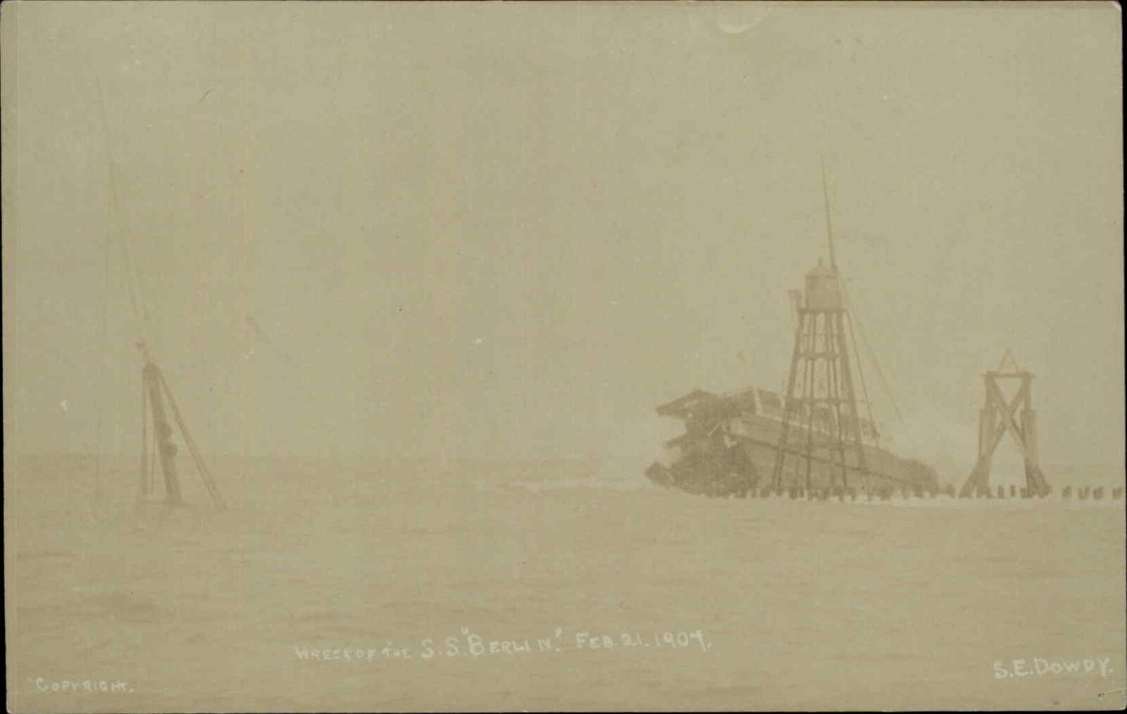 SS Berlin Ship Wreck c1907 Real Photo Postcard