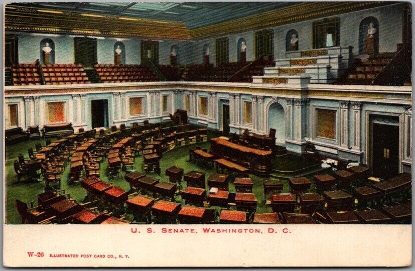 c1910s Washington DC Postcard U.S. CAPITOL Senate Chamber Interior View / Unused