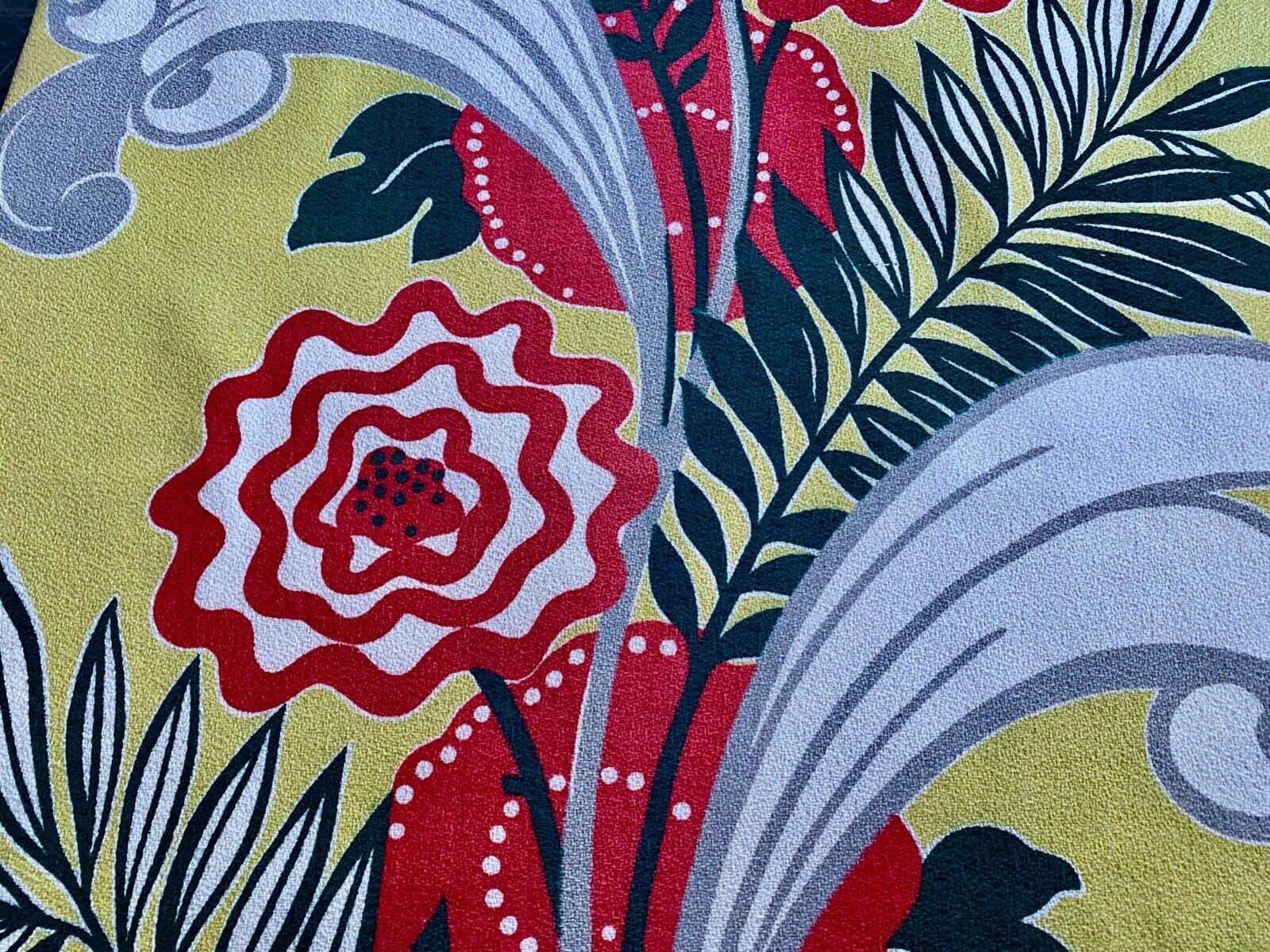 SWANK Art Deco 1930's Iconic PLUMES Abstract Floral Barkcloth Vintage Fabric