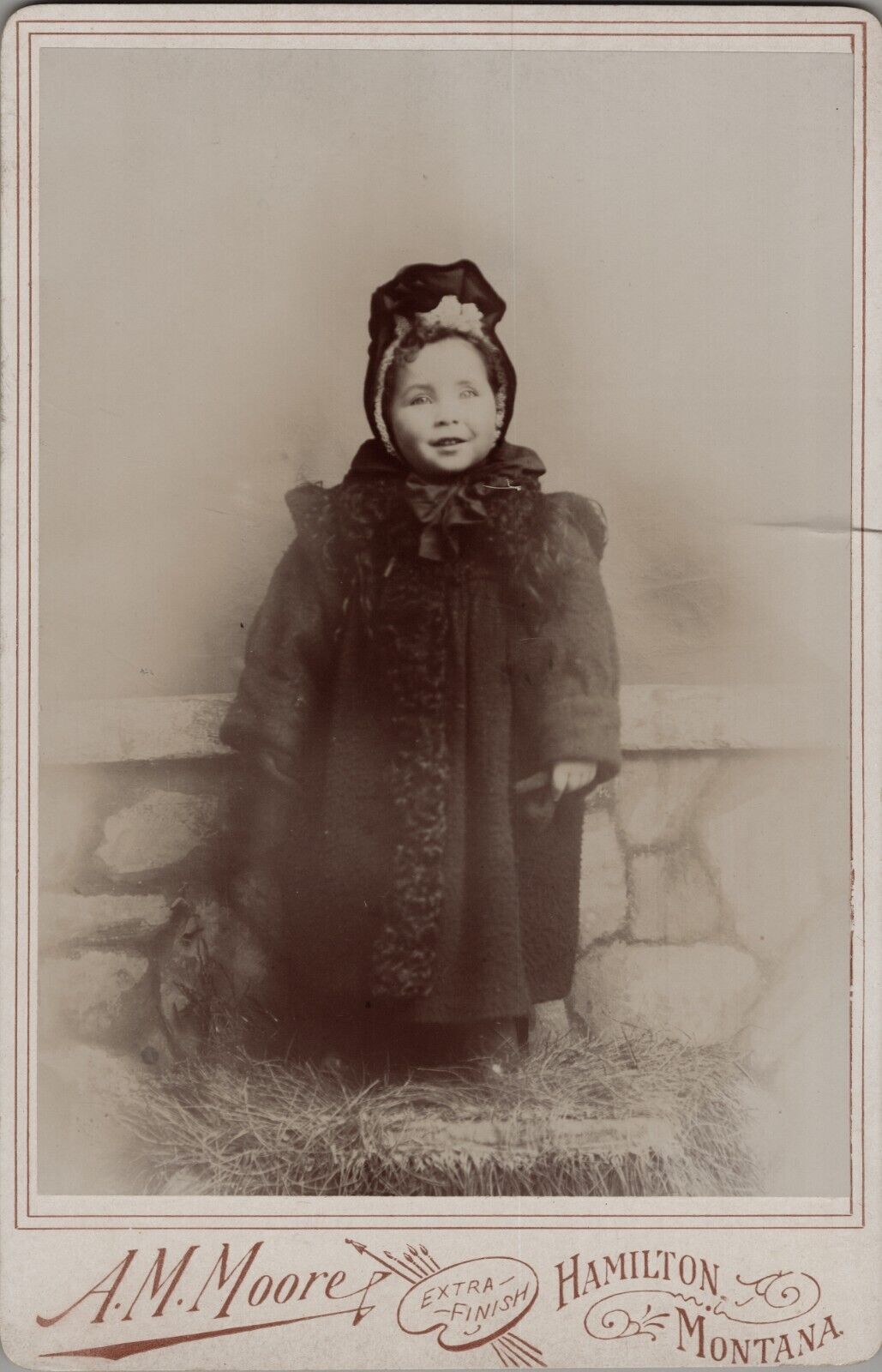 Antique Cabinet Card Sweet Young Girl Hamilton, Montana c1870