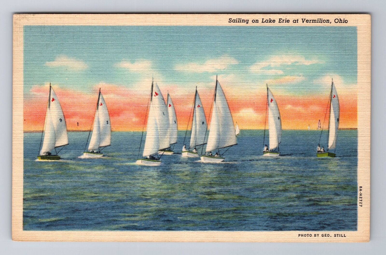 Vermilion OH-Ohio, Sailing on Lake Erie, Antique Vintage Souvenir Postcard