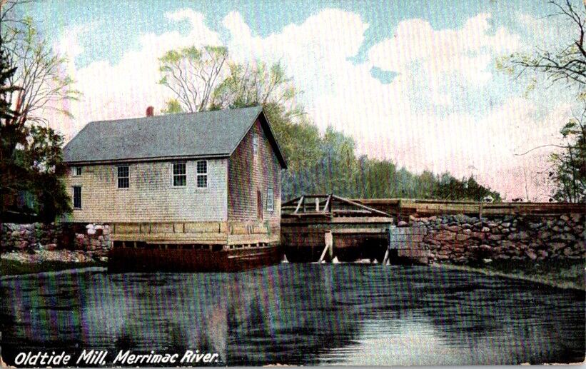 Postcard Old Tide Mill Merrimac River Merrimac MA Massachusetts c.1901-1907 M294