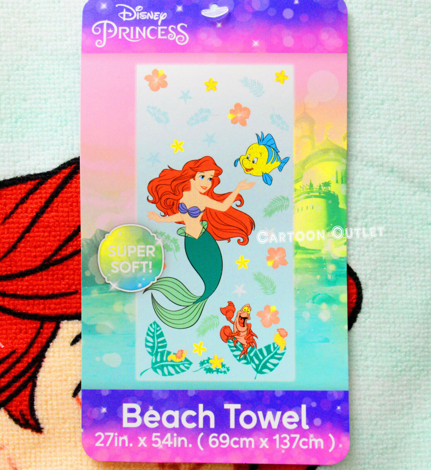Disney The Little Mermaid Beach Towel Ariel Birthday Gift Bath Towel New