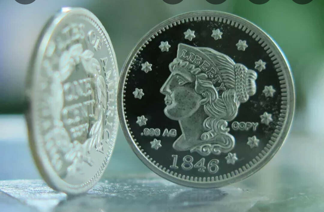 1 Gram .999 Fine Silver Coin Vintage 1846 Penny