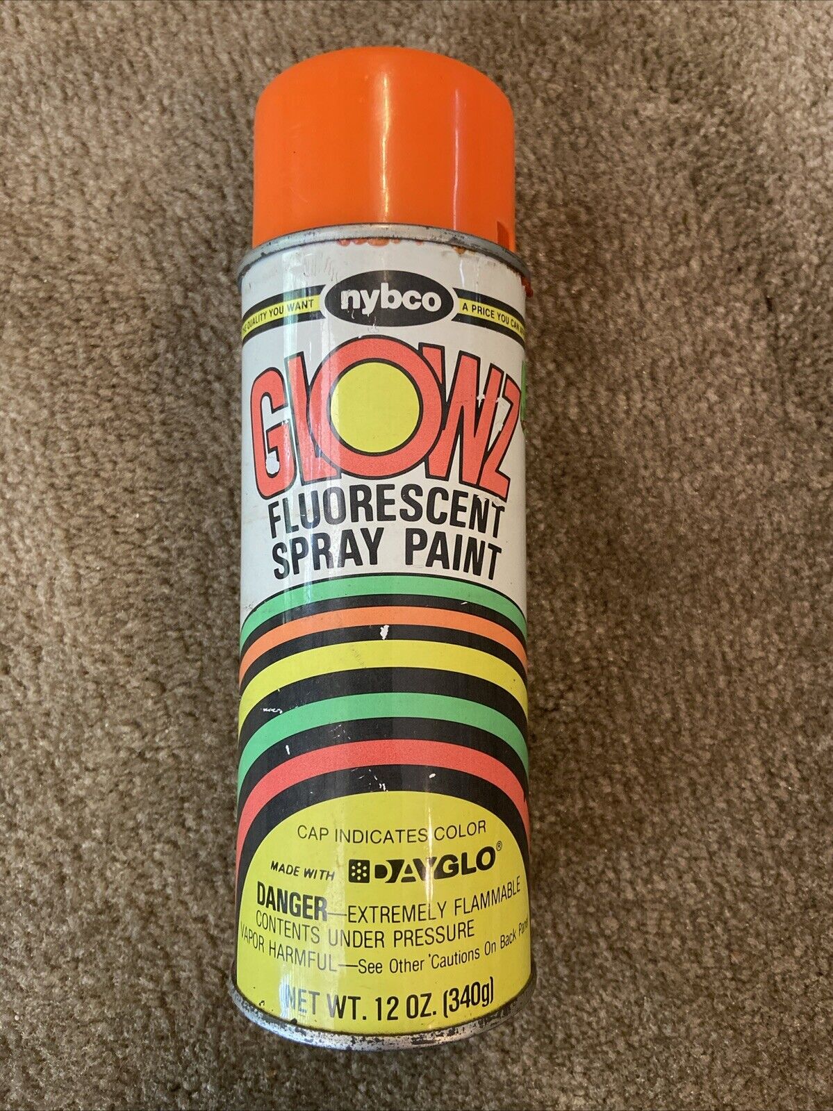 Vintage Nybco Glowz Blaze Orange Fluorescent Spray Paint