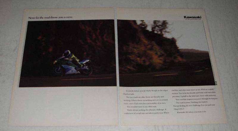 1992 Kawasaki Ninja ZX-7 Motorcycle Ad - A Curve