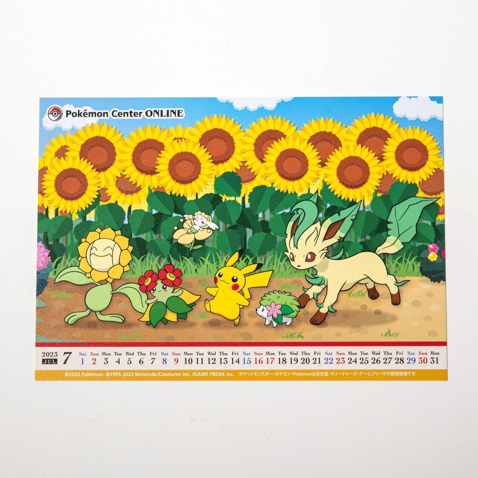 Pokémon Center Online Mini Game Postcard Calendar Limited July 2023