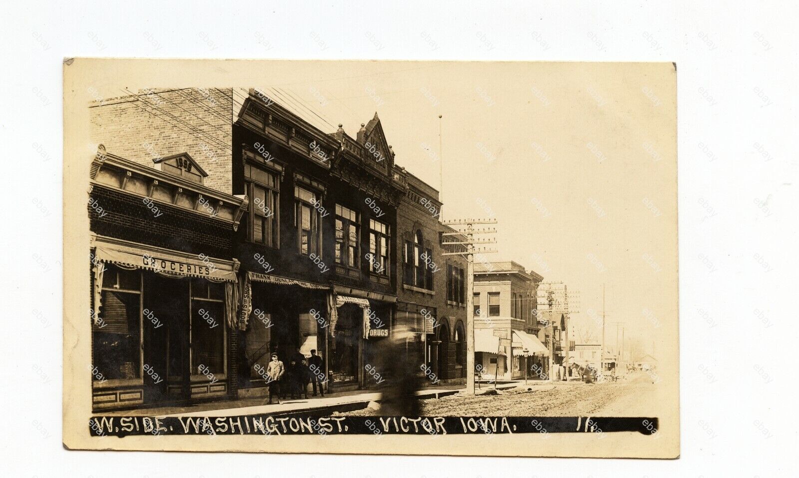 1910 STREET VIEW antique real photo postcard VICTOR, IA washington/rppc