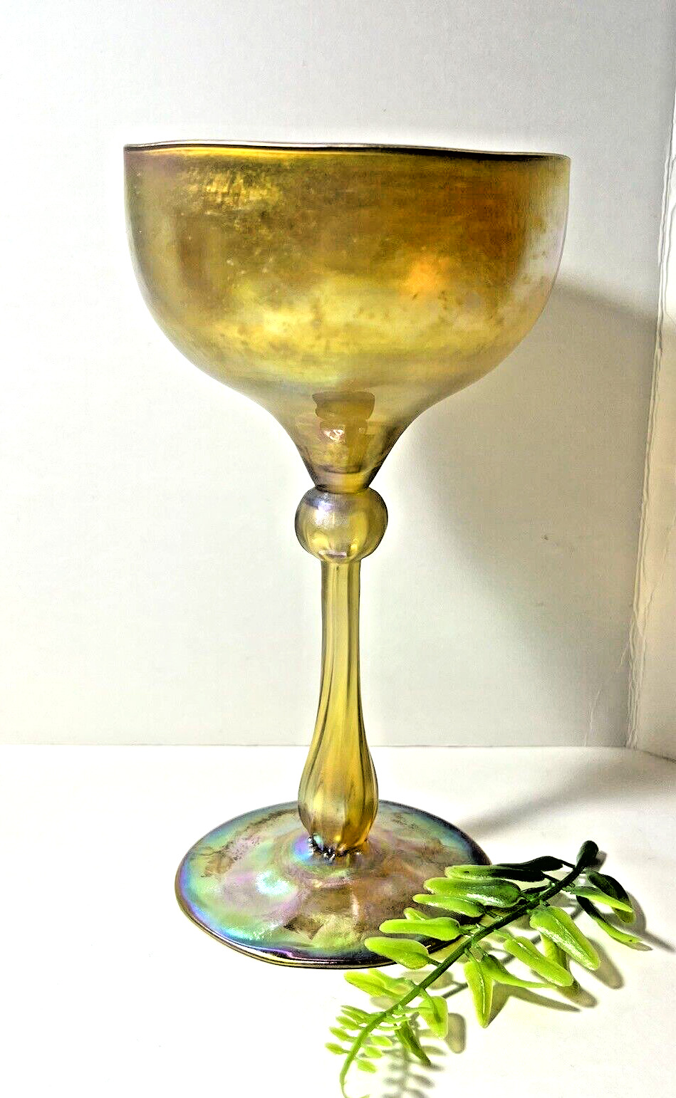 Tiffany & Co Favrile Art Glass Signed Louis C. Tiffany Wine Glass 6.5