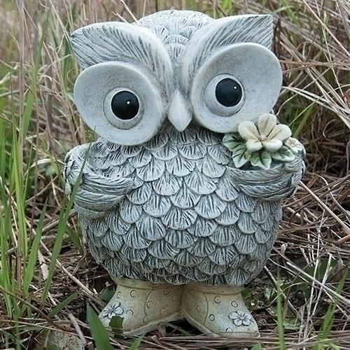 Roman\'s Pudgy Owl In Rain Boots Garden Statue-10838