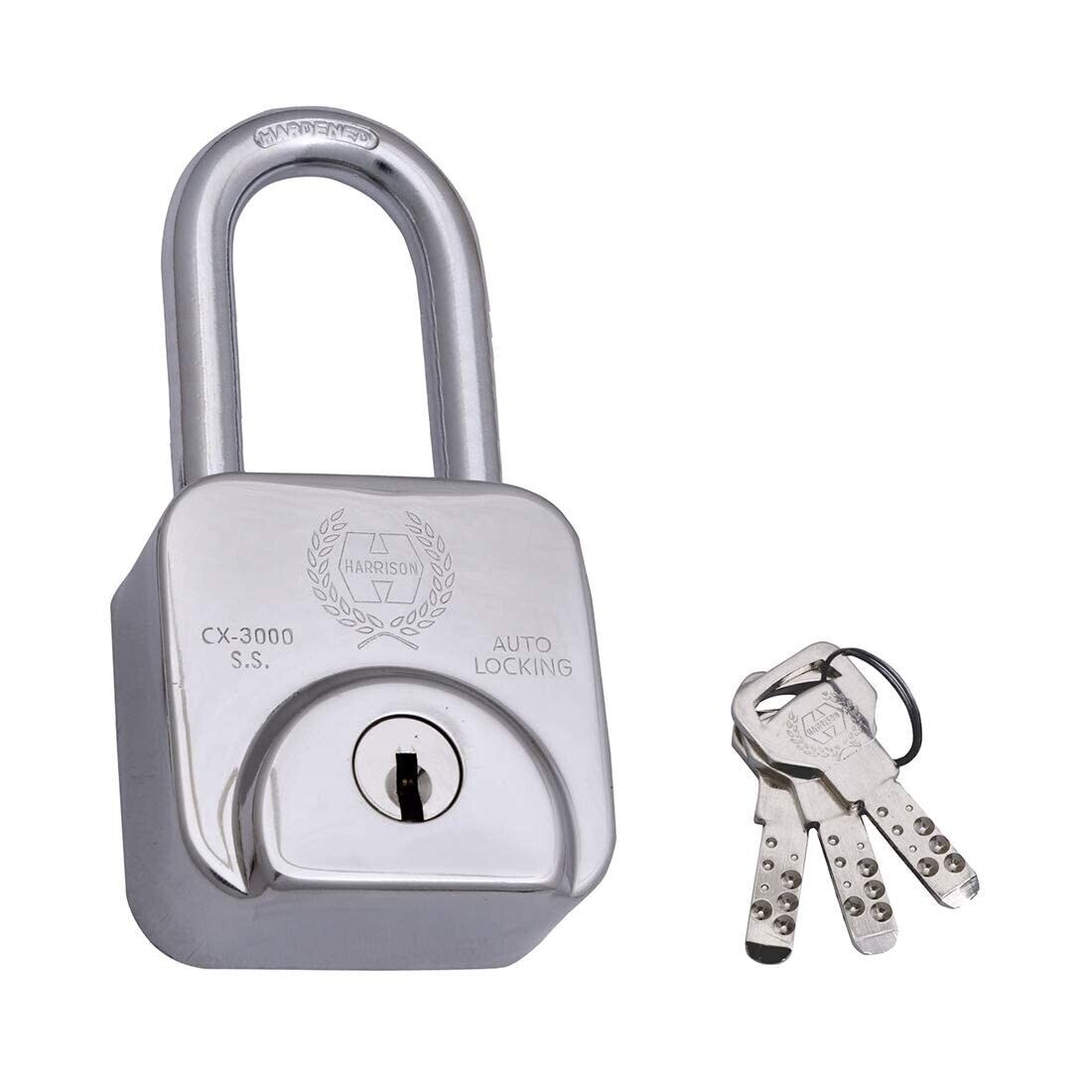 Harrison CX-3000 L/S-0596 Stainless Steel 11 Pins Padlock with 3 Keys, Silver, P