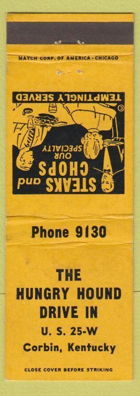 Matchbook Cover - Hungry Hound Drive In Corbin KY
