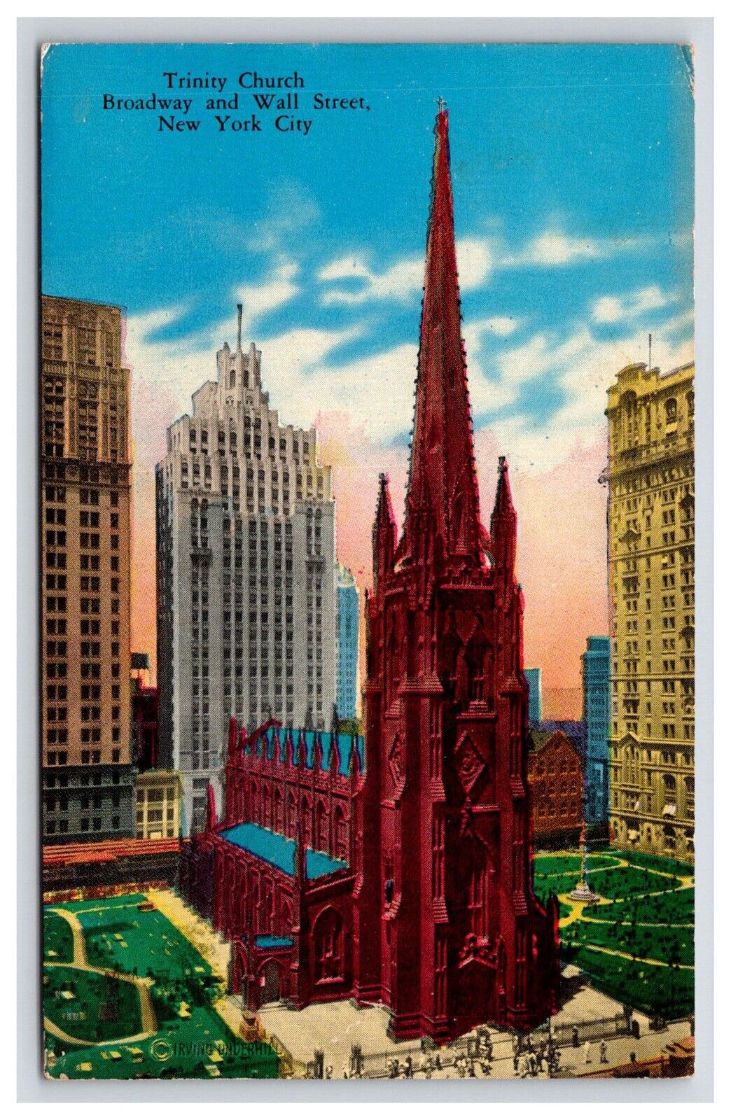 Postcard: NY 1938 Trinity Church, New York, New York - Posted