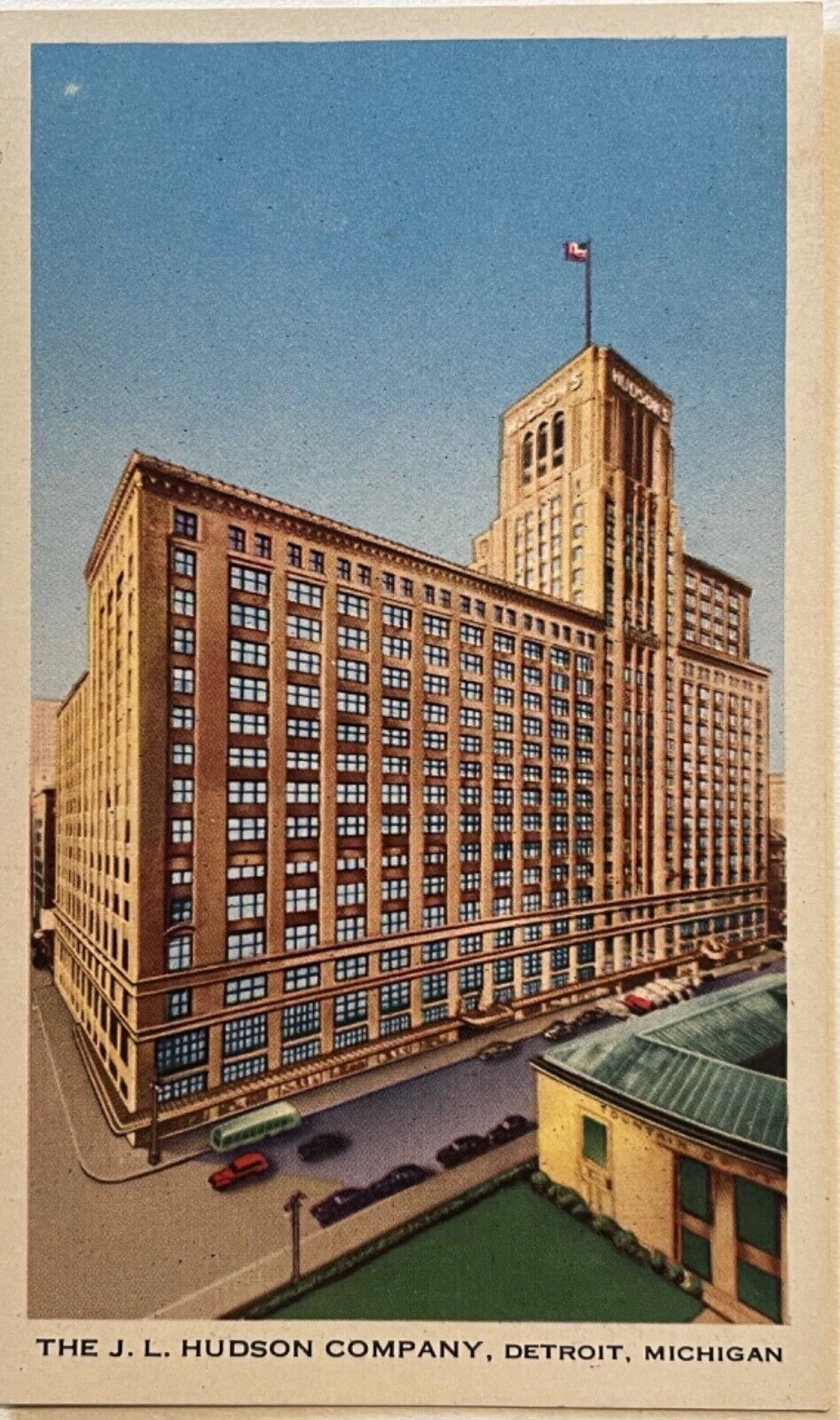 Detroit JL Hudson Department Store Michigan Postcard c1930