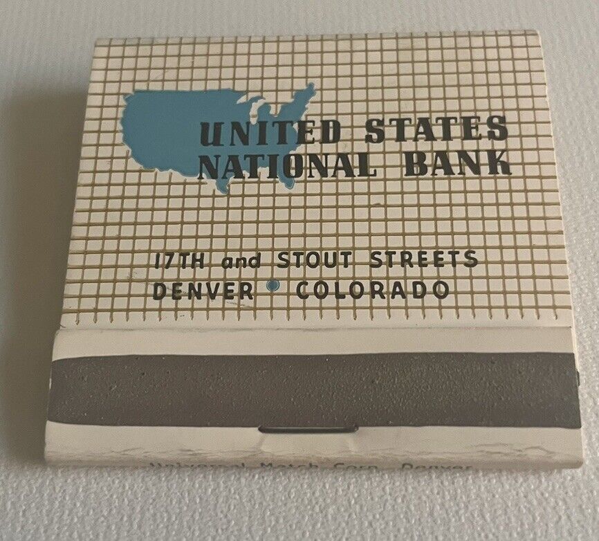 1950’s U.S. National Bank Denver Co. Large  Matchbook Full Unstruck
