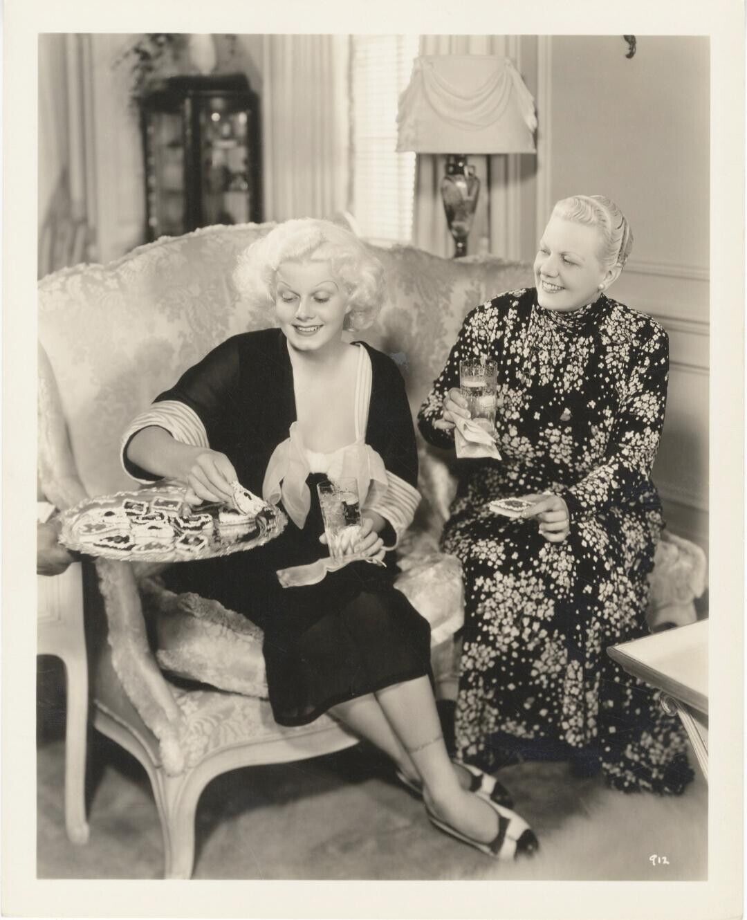 JEAN HARLOW w MOTHER ORIGINAL VINTAGE 1934 MGM PORTRAIT DBLWT PHOTO GRIMES C32