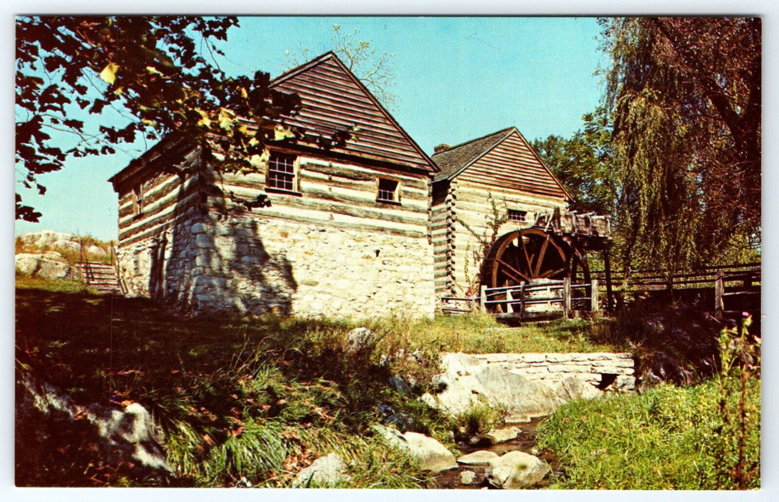 Postcard McCormick's Mill Over-shot Water Wheel Grist Mill Steeles Tavern VA