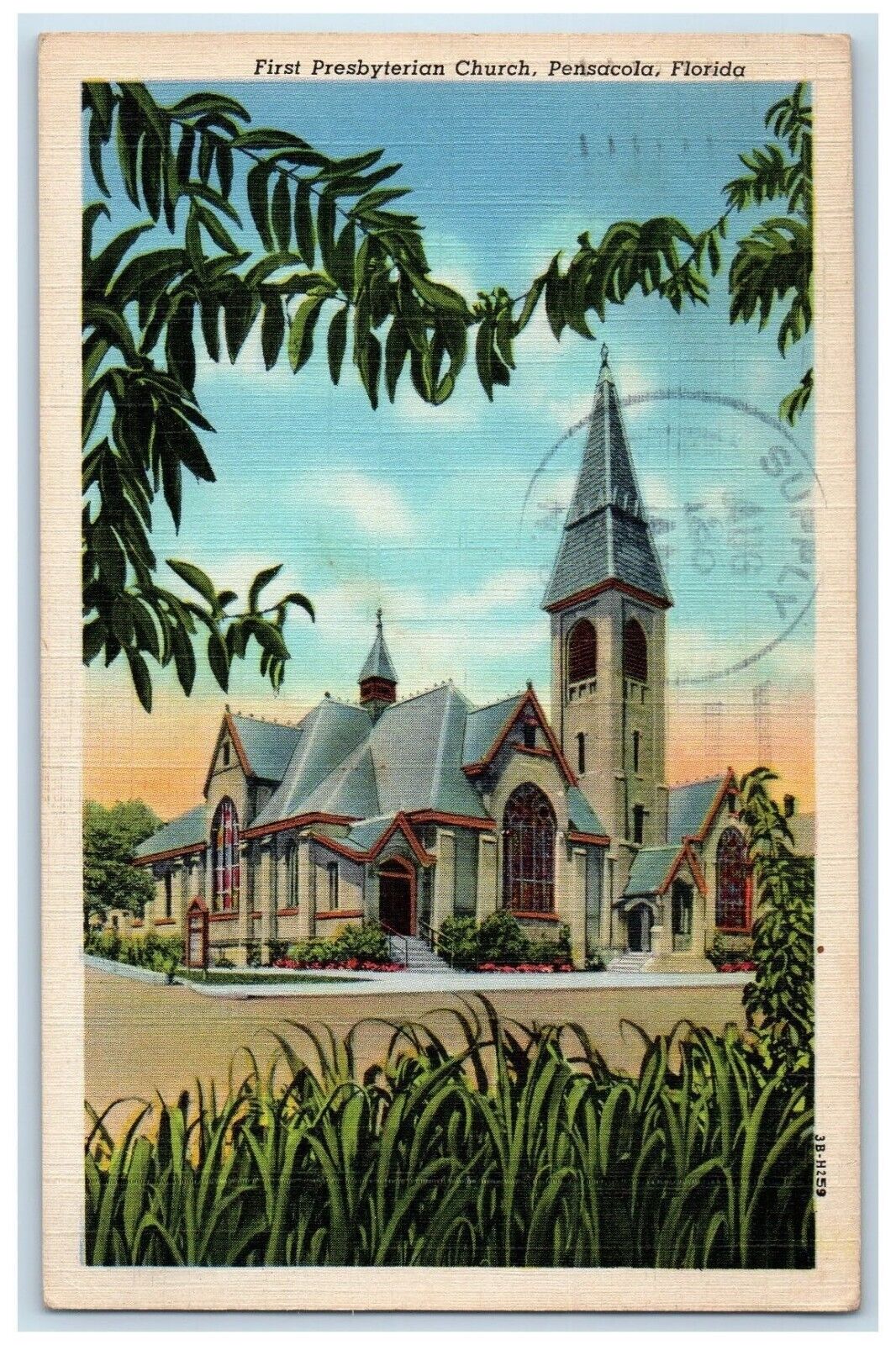 1943 First Presbyterian Chruch Pensacola Florida FL Vintage Unposted Postcard