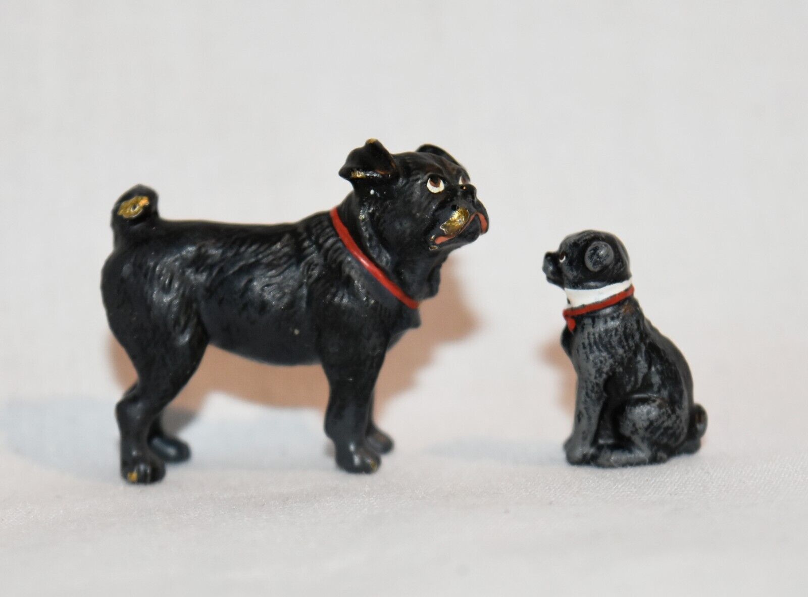 Vienna Bronze Miniature Tiny Bermann Figurine Pug Dogs Black