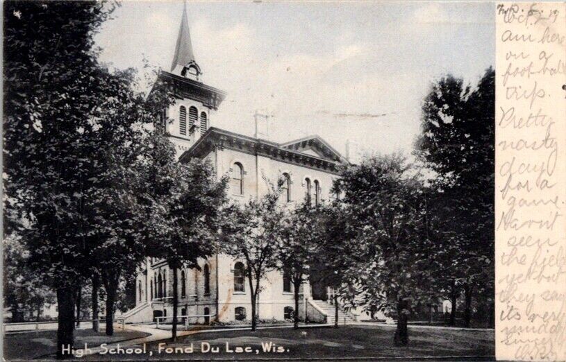 Vintage Postcard View of High School Fond Du Lac Wisconsin WI c.1901-1907   6014