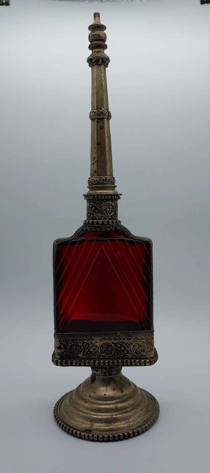Antique Ruby Red Moraccan Perfume/Rosewater Bottle.