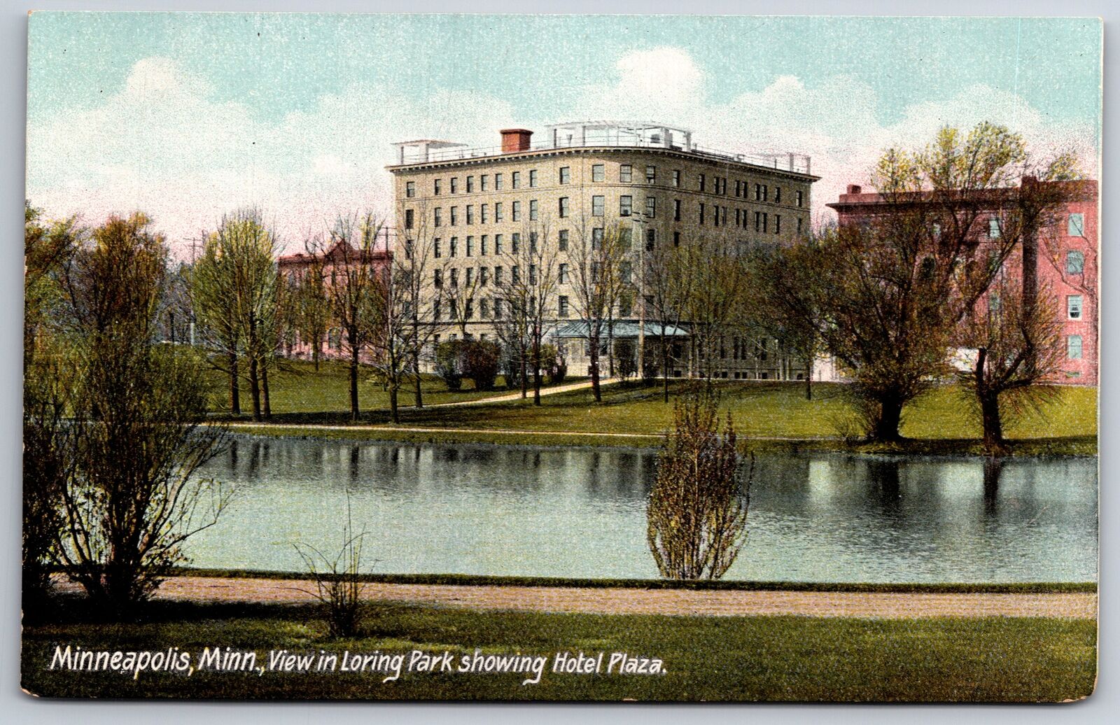 Minneapolis Minnesota~View In Loring Park Showing Hotel Plaza~c1910 Postcard