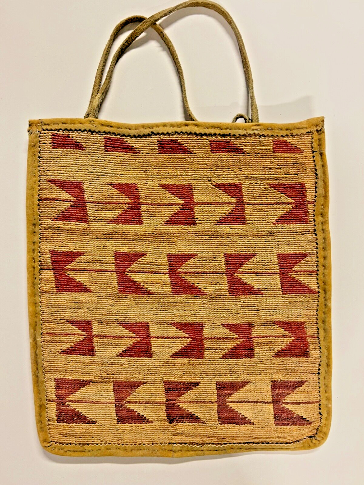 Original Native American Corn Husk Bag; 13” x 14 1/2”; Late 1800s- Early 1900’s