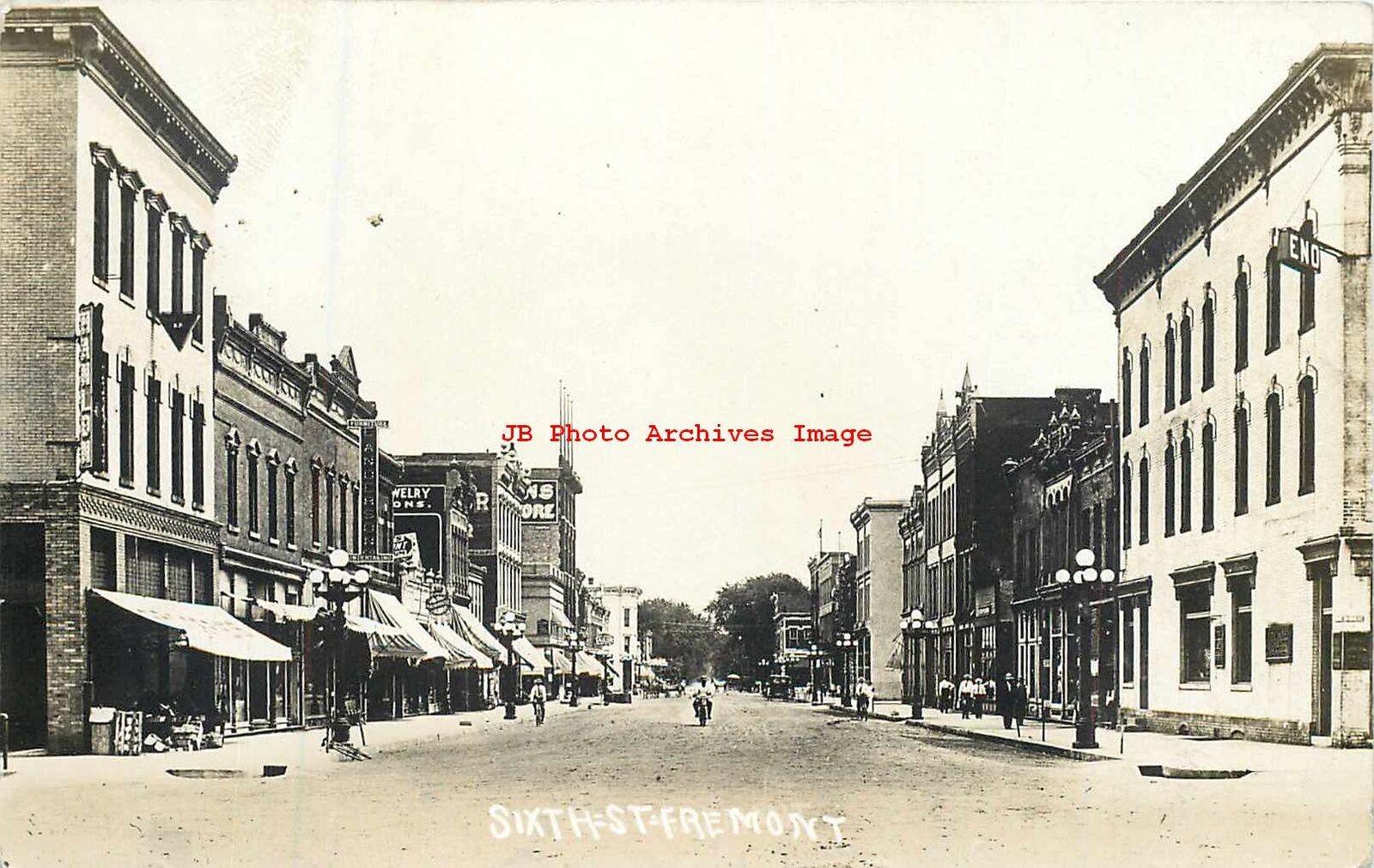 NE, Fremont, Nebraska, RPPC, Sixth Street, Business Section, 1915 PM, Photo