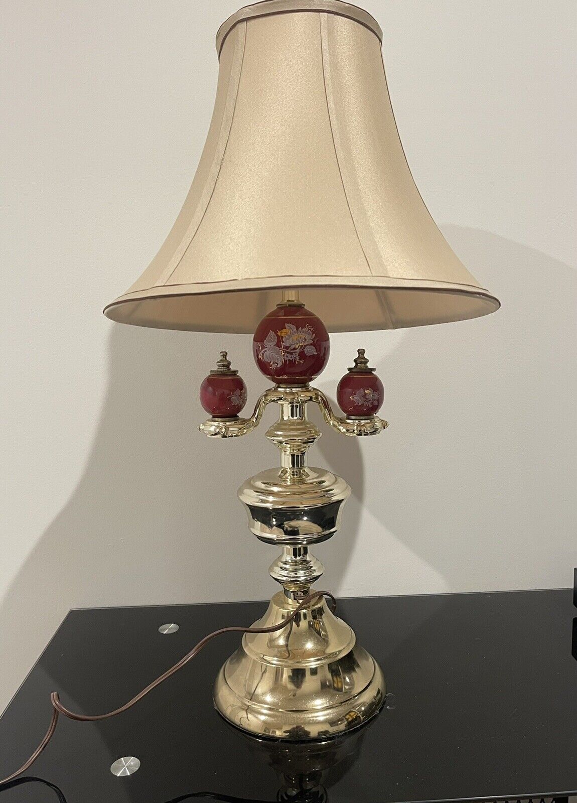 Vintage Heavy Polished Brass Table Lamps Mid-Century Modern