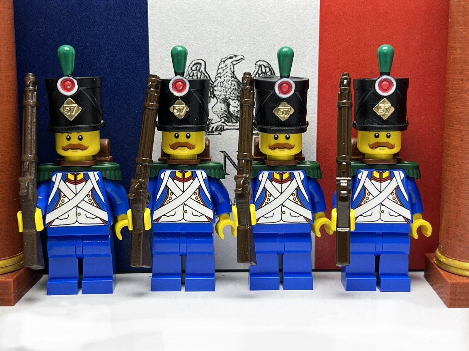 4x LEGO Napoleonic French Line Infantrymen 1809 -57eme Ligne Voltigeurs