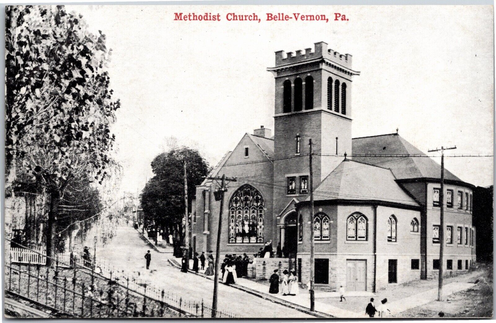 Belle Vernon PA Methodist Church, People, c.1910 NICE Vintage Postcard