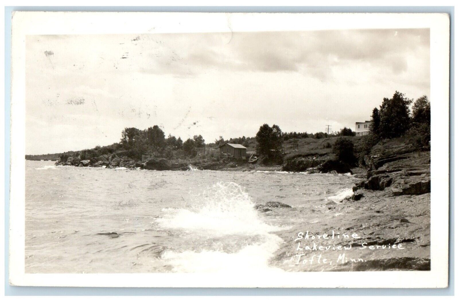 1945 Shoreline Lakeview Service Tofte Minnesota MN RPPC Photo Vintage Postcard