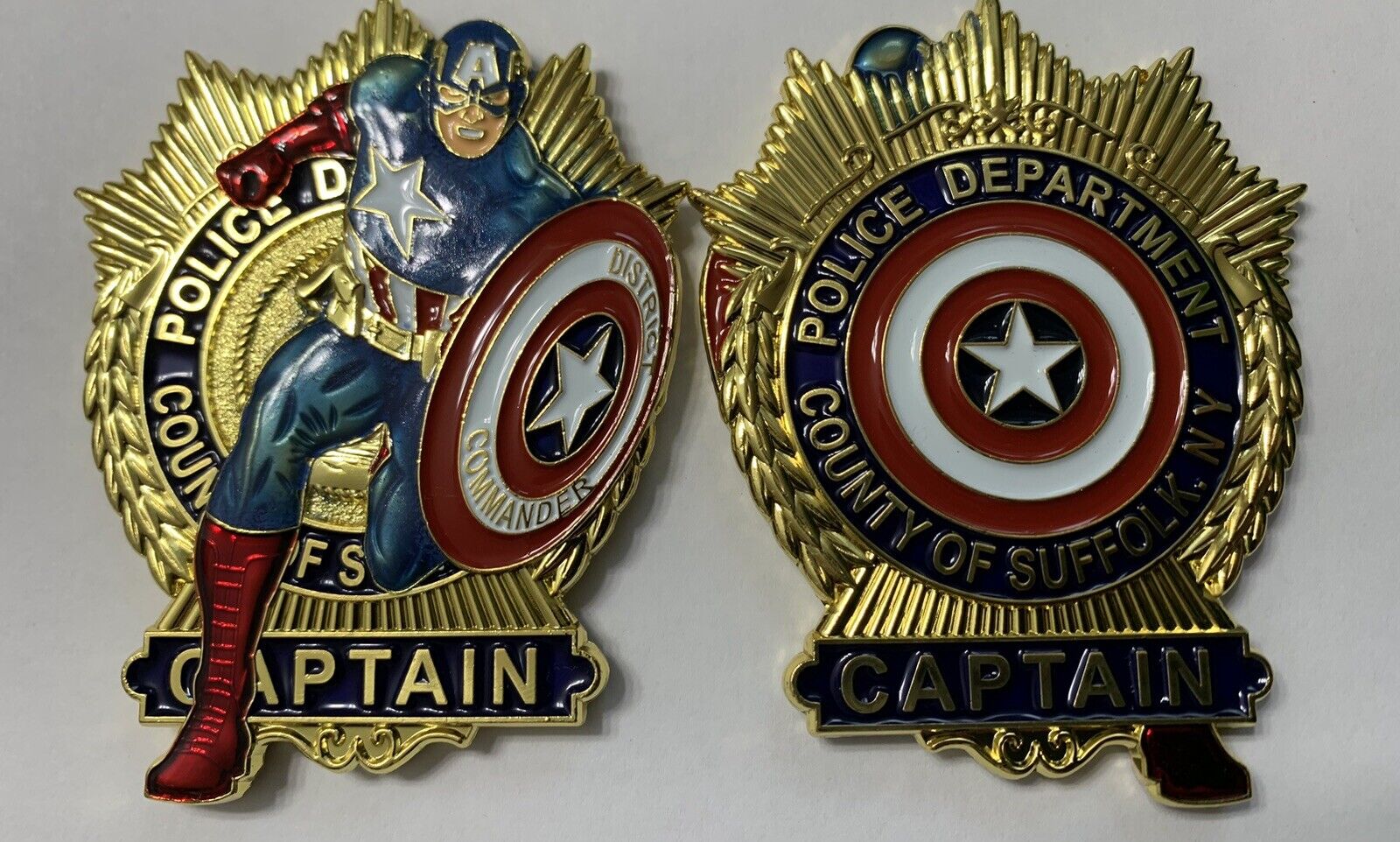 SUFFOLK COUNTY POLICE CAPTAIN AMERICA CAPT SCPD SHIELD CHALLENGE COIN NEW YORK